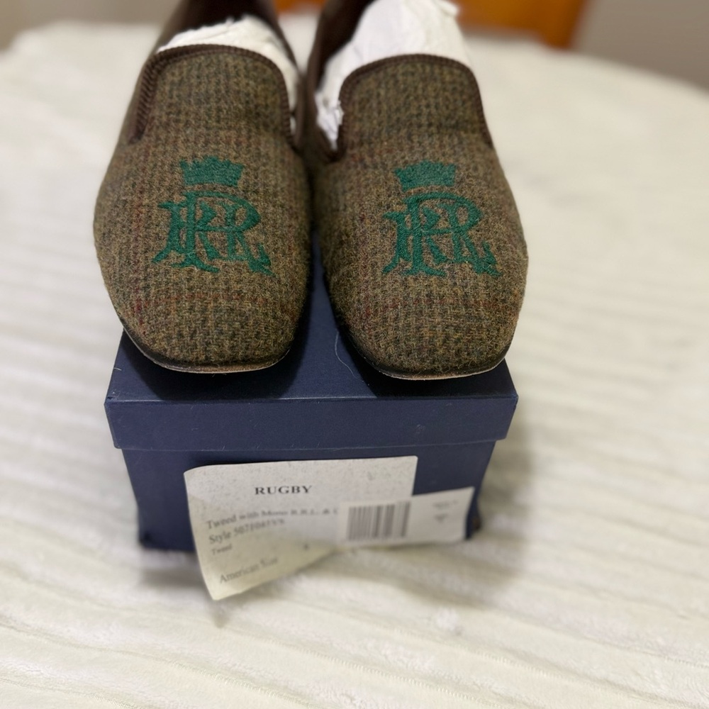 RUGBY Ralph Lauren Brown Tweed Loafers Slip-Ons